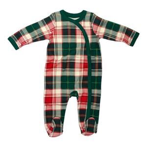Nordstrom Red Lollopop Aidan Plaid Footed Snap Romper Pajamas 3M NWT $22 MSRP